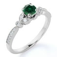 thumbnail image 1 of JeenMata 1 ct - Round Natural Dark Green Emerald Ring - May Birthstone - Vintage Engagement Ring - 18K White Gold Over Silver, 1 of 6