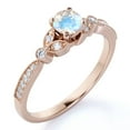 thumbnail image 1 of JeenMata 1 ct - Round Real Rainbow Moonstone Ring - June Birthstone - Vintage Engagement Ring - 18K Rose Gold Over Silver, 1 of 6