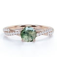 thumbnail image 1 of JeenMata 1 Carat 4 Prong Round Natural Druzy Moss Green Agate And Moissanite Pave Twisted Infinity Engagement Ring In 18K Rose Gold Plating Over Silver, 1 of 7