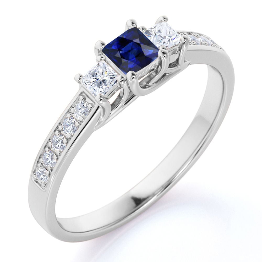 Sapphire and Diamond Ring: With Real Blue Sapphire from Switzerland