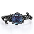 thumbnail image 1 of JeenMata 1 Carat Cushion Cut Lab Created Alexandrite - 4 Prong Setting - Nature Inspired Engagement Ring - 18K Black Gold Plating over Silver, 1 of 6