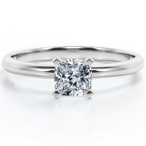 JeenMata 1 Carat - Cushion Cut - Moissanite Ring - Solitaire Engagement Ring in 18K White Gold Plating over Silver