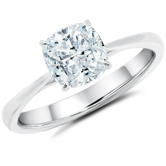 JeenMata 1 Carat Cushion cut Moissanite Solitaire Engagement Ring in 10k White Gold