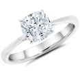 thumbnail image 1 of JeenMata 1 Carat Cushion cut Moissanite Solitaire Engagement Ring in 10k White Gold, 1 of 9