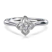 JeenMata 2.7 Carat Flower Inspired Moissanite Engagement Ring - 18K White Gold Plating Promise Ring for Women