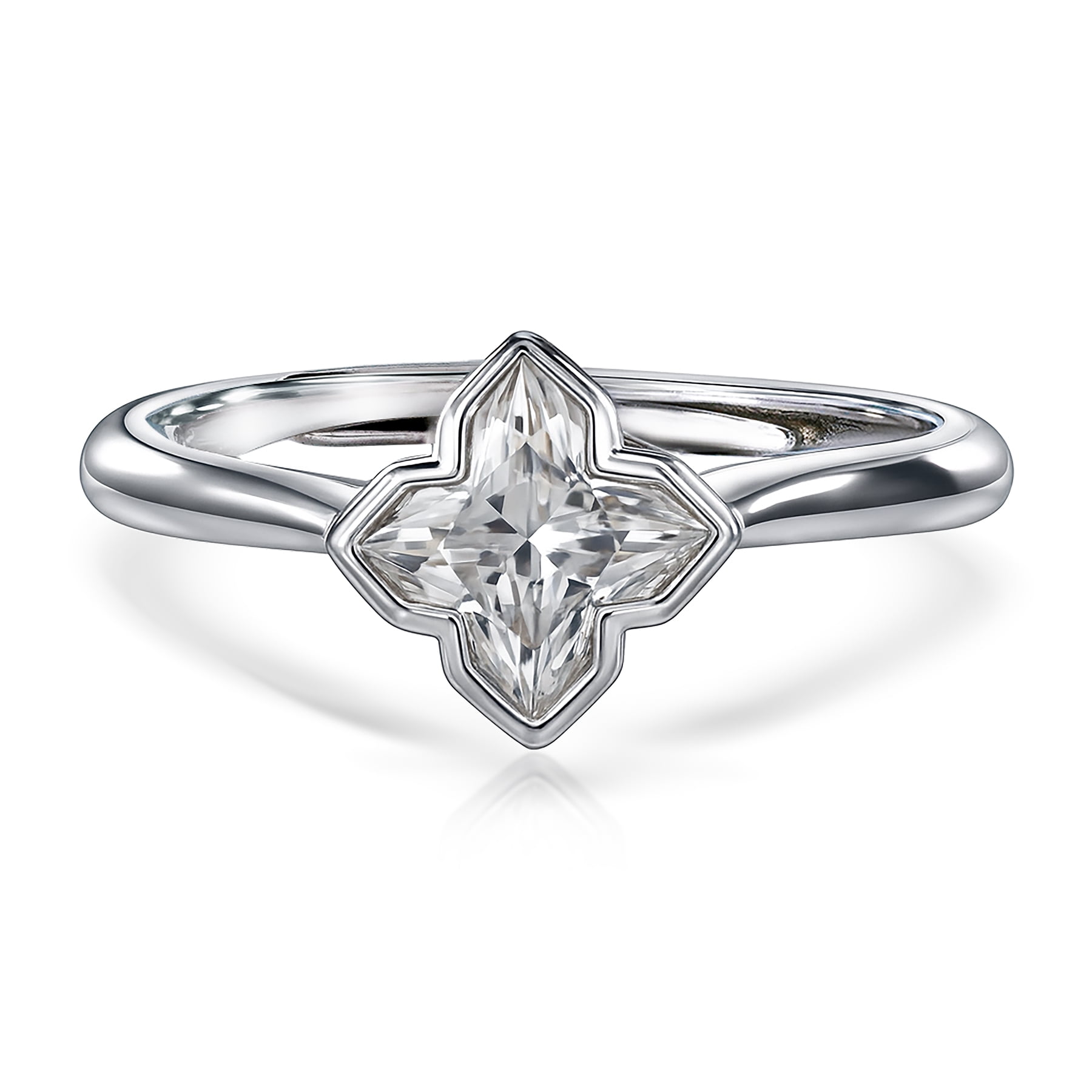 JeenMata 2.7 Carat Flower Inspired Moissanite Engagement Ring - 18K White Gold Plating Promise Ring for Women