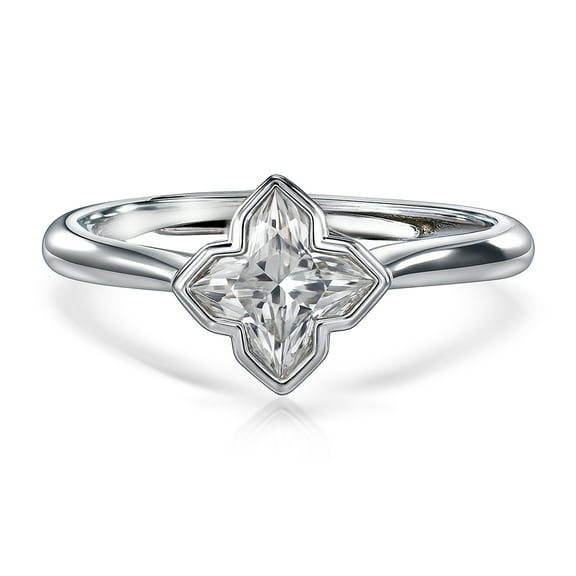 JeenMata 1 Carat Flower Inspired Moissanite Engagement Ring - 18K White Gold Plating Promise Ring for Women