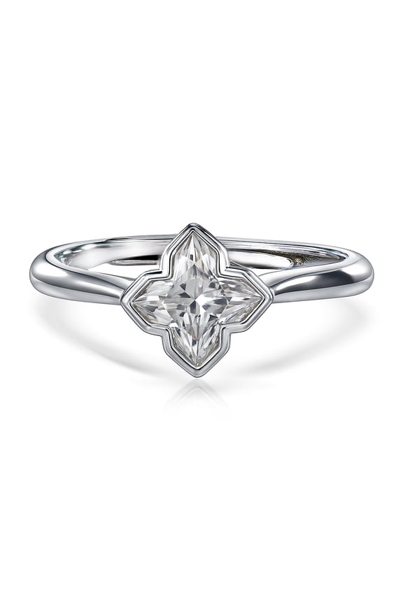 2.7 Carat Flower Inspired Moissanite Engagement Ring - 18K White Gold Plating Promise Ring for Women
