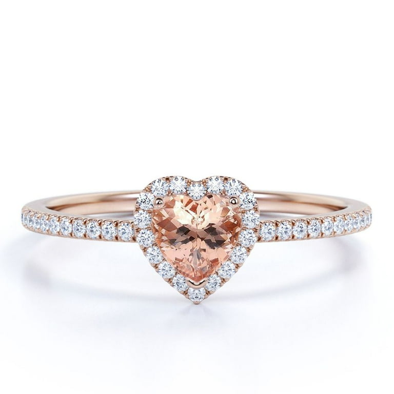 JeenMata Carat Heart Shape Created Morganite and Moissanite