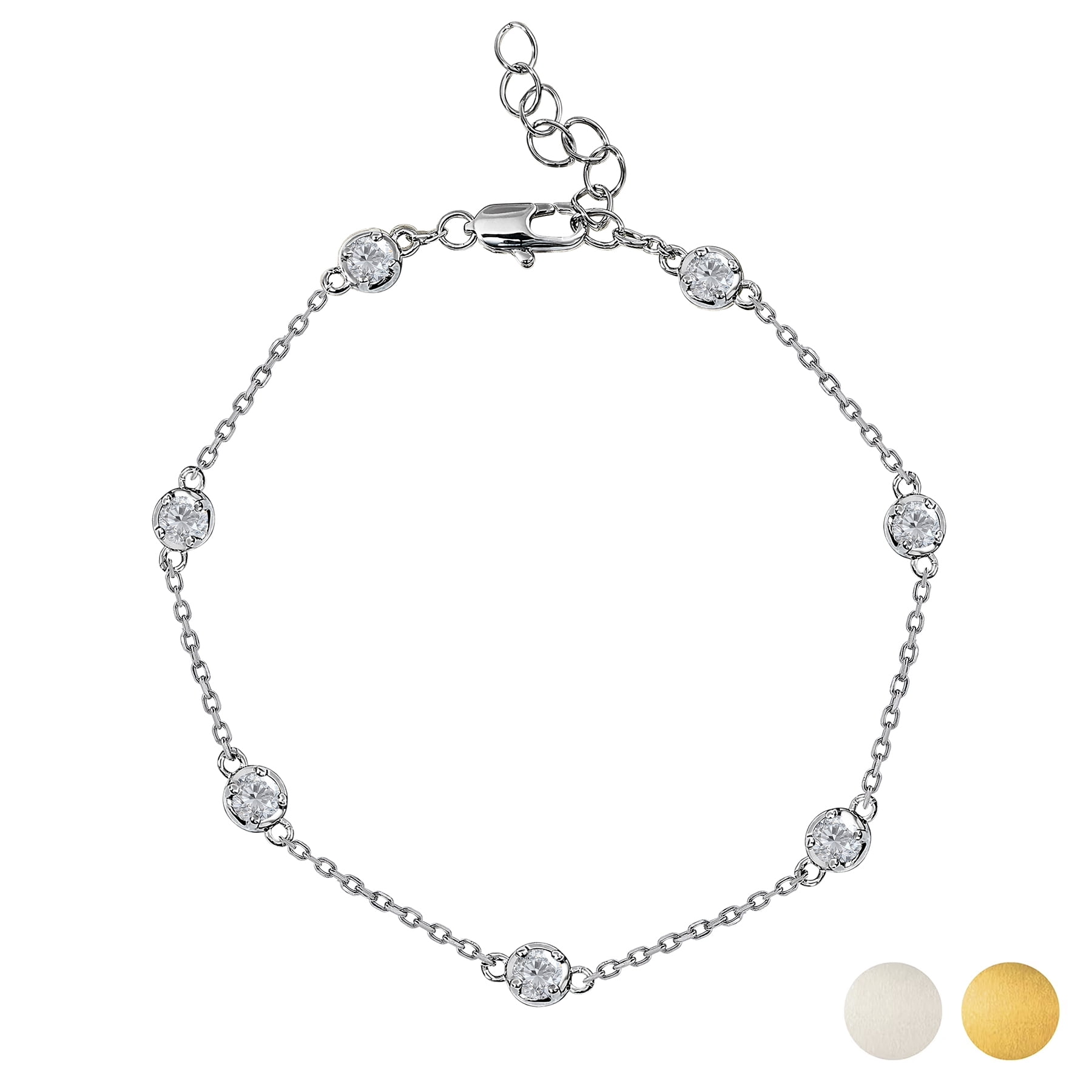 JeenMata 1 Carat Lab Grown Diamond Bezel Station Bracelets - Elegant Gift Jewelry Bracelet in 18K White Gold Plating Gift for Women, Girlfriend