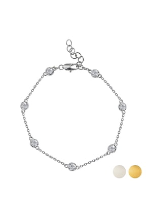 1 Carat Lab Grown Diamond Bezel Station Bracelets - Elegant Gift Jewelry Bracelet in 18K White Gold Plating Gift for Women, Girlfriend