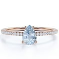thumbnail image 1 of JeenMata 1 Carat Pear Shaped Aquamarine Promise Ring in 18k Rose Gold over Silver, 1 of 6