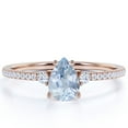 thumbnail image 1 of JeenMata 1 Carat Pear Shaped Created Aquamarine Birthstone Ring in 18k Rose Gold over Silver, 1 of 6