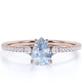 thumbnail image 1 of JeenMata 1 Carat Pear Shaped Created Aquamarine Birthstone Ring in 18k Rose Gold over Silver, 1 of 4
