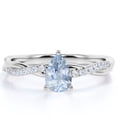 thumbnail image 1 of JeenMata 1 Carat Pear Shaped Created Aquamarine Eternity Ring in 18k White Gold over Silver, 1 of 6