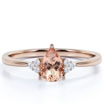 JeenMata 1 Carat Pear Shaped Pink created morganite and Moissanite Ring in 18K Rose Gold over Silver