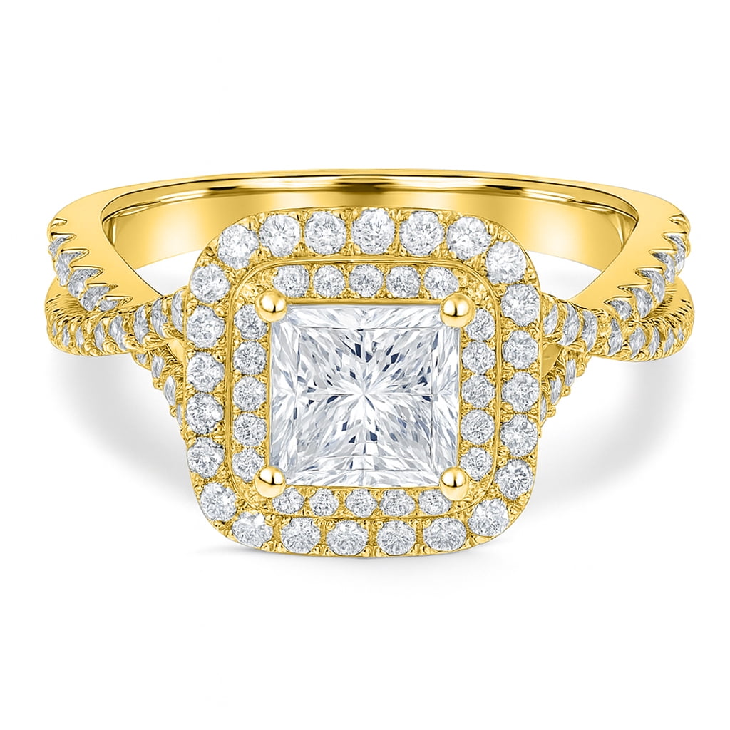 JeenMata 1 Carat Princess Cut Moissanite Engagement Ring