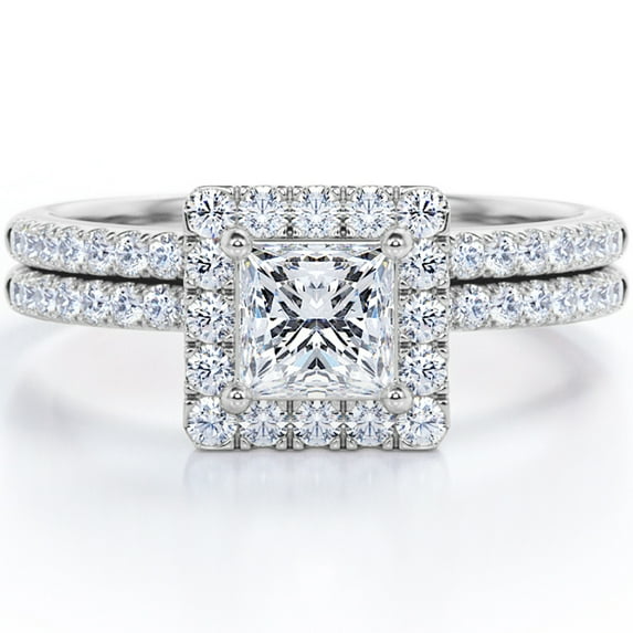 JeenMata 1 Carat Princess cut Moissanite Solitaire Engagement Ring in 10k White Gold