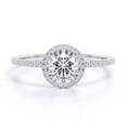 thumbnail image 1 of JeenMata 1.25 Carat Round Cut Engagement Ring Halo Pave in 18K White Gold Plating over Silver, 1 of 7