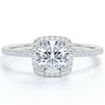 thumbnail image 1 of JeenMata 1 Carat Round Cut Moissanite Halo Engagement Ring in 18k White Gold Over Silver, 1 of 9