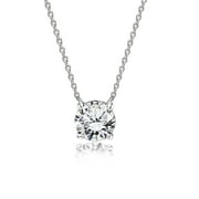 JeenMata 1 Carat Round Cut Moissanite Solitaire Pendant Necklace in 18k White Gold over Silver, Female, Adult