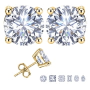 JeenMata 1 Carat Round Solitaire Moissanite Stud Earrings for Women, Earrings for Men, 18K Yellow Gold Plated, Hypoallergenic Earrings, D VS1, Stud Earring for Woman, Jewelry, Gift, Earrings