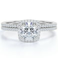 thumbnail image 1 of JeenMata 1 Carat Round cut Moissanite Engagement Ring Set in 18k White Gold Over Silver, 1 of 7