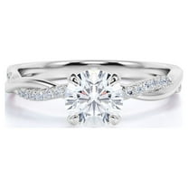 JeenMata 1 Carat Round cut Moissanite and Diamond infinity multi-stone Engagement Ring in 10k White Gold