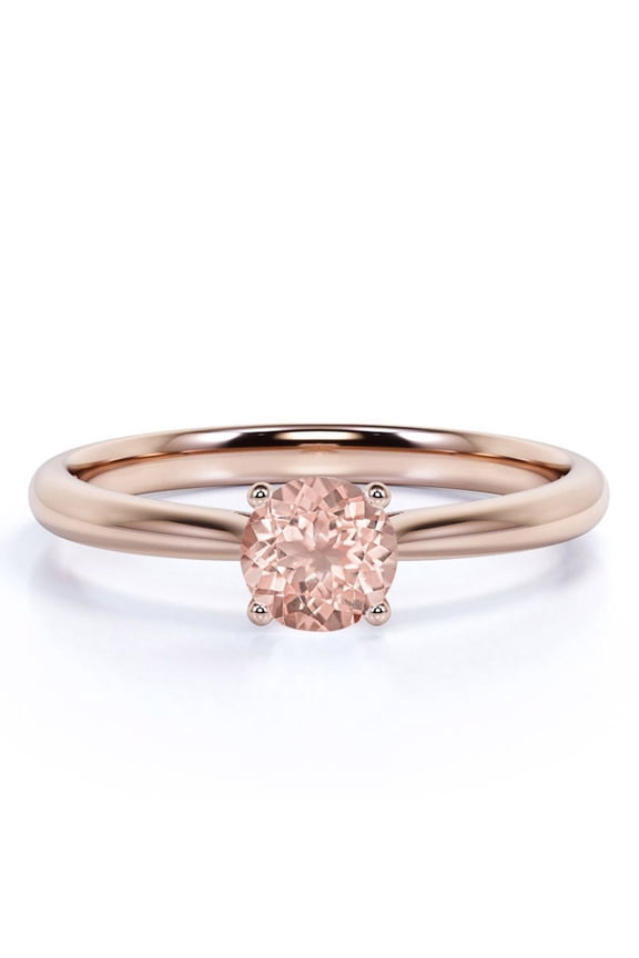 1 Carat Round cut Solitaire created morganite Engagement Ring in 18k Gold Over Sterling Silver