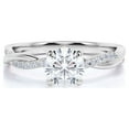 thumbnail image 1 of JeenMata 1 Carat Solitaire Claddagh Round Shape Moissanite Braid Engagement Ring in 18K White Gold Plating Over Silver, 1 of 4
