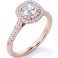 thumbnail image 1 of JeenMata 1 Carat - Square Moissanite - Pave Band - Double Halo - Cluster Engagement Ring - 18K Rose Gold over Silver, 1 of 7