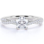 JeenMata 1 Carat infinity Round cut Moissanite Engagement Ring in 18K White Gold Plating for Women