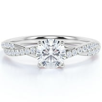 JeenMata 1 Carat infinity Round cut Moissanite Engagement Ring in 18k White Gold Over Silver
