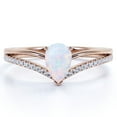 thumbnail image 1 of JeenMata 1 ct Pear Shaped Welo Opal and Moissanite Split Shank Engagement Ring in 18K Rose Gold over Silver, 1 of 7