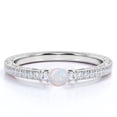 thumbnail image 1 of JeenMata 1 ct Round Genuine White Opal Petite Filigree Promise Ring in 18k White Gold over Silver, 1 of 7