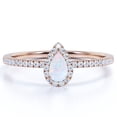 thumbnail image 1 of JeenMata 1 ct Vintage Pear Cut Opal and Moissanite Engagement Ring in 18K Rose Gold over Silver, 1 of 7
