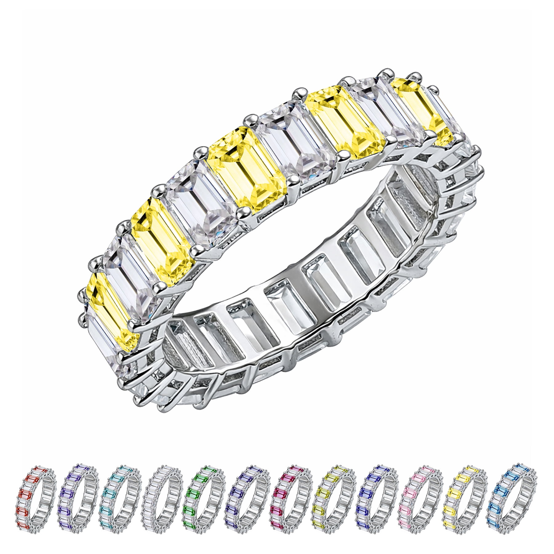 September November Rings JeenMata 10 Carat Emerald Cut November Birthstone - Multicolor Eternity ...
