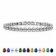 thumbnail image 1 of JeenMata 11 TCW April Cubic Zirconia - Pear Cut Birthstone Tennis Bracelet for Women in Eternity Design - White Gold Plating, Female, Adult, 1 of 9