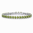 thumbnail image 1 of JeenMata 11 TCW August Peridot - Oval Cut Birthstone Tennis Bracelet for Women in Eternity Design - White Gold Plating, Female, Adult, 1 of 9