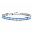 thumbnail image 1 of JeenMata 11 TCW December Blue Topaz - Emerald Cut Birthstone Tennis Bracelet for Women in Eternity Design - White Gold Plating, Female, Adult, 1 of 9