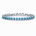 thumbnail image 1 of JeenMata 11 TCW December Blue Topaz - Oval Cut Birthstone Tennis Bracelet for Women in Eternity Design - White Gold Plating, Female, Adult, 1 of 9