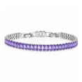 thumbnail image 1 of JeenMata 11 TCW February Amethyst - Emerald Cut Birthstone Tennis Bracelet for Women in Eternity Design - White Gold Plating, Female, Adult, 1 of 2