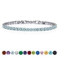 thumbnail image 1 of JeenMata 11 TCW March Aquamarine - Round Cut Birthstone Tennis Bracelet for Women in Eternity Design - White Gold Plating, Female, Adult, 1 of 9