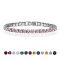 thumbnail image 1 of JeenMata 11 TCW October Pink Tourmaline - Round Cut Birthstone Tennis Bracelet for Women in Eternity Design - White Gold Plating, Female, Adult, 1 of 7