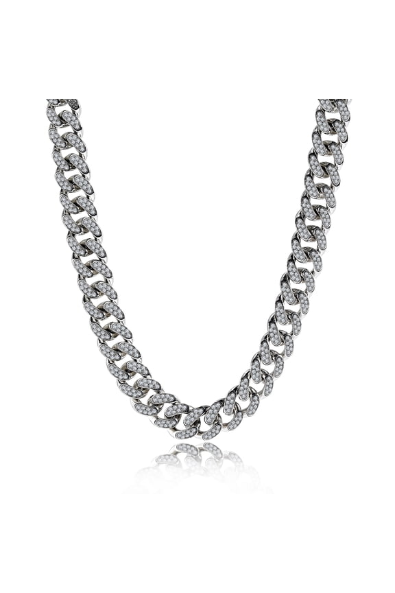 13 mm Heavy Iced out Prong Curb Chain Necklace - Chunky Jewelry - Men's Jewelry