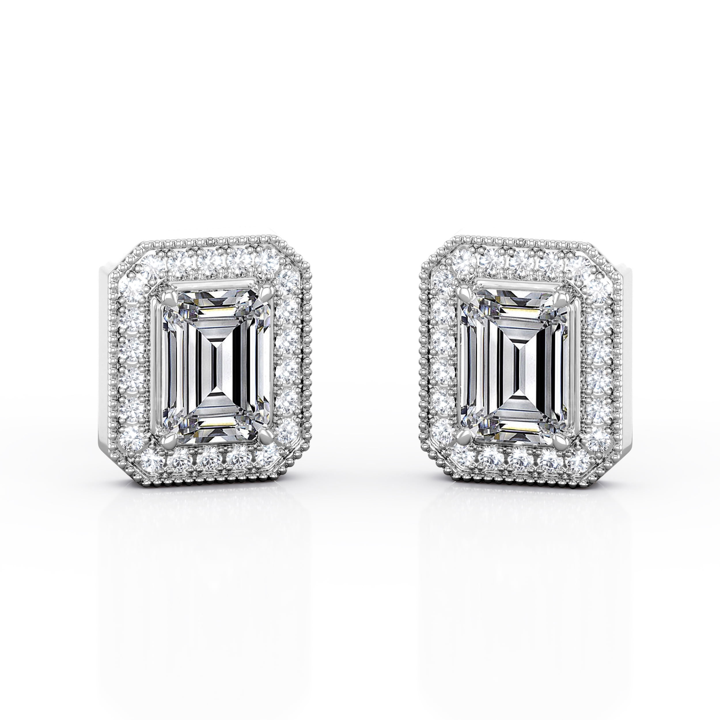 Moissanite X Stud Earrings Crossover White Gold Plated