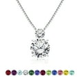 thumbnail image 1 of JeenMata 2 Carat April Birthstone Necklace - Dangling Round Cut Necklace Pendant in White Gold Plating for Women, 1 of 6