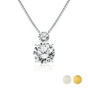 JEENMATA 2 Carat April Birthstone Necklace - Dangling Round Cut Necklace Pendant in White Gold Plating