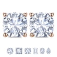 thumbnail image 1 of JeenMata 2 Carat Cushion Cut Moissanite 4 Prong Solitaire Stud Earrings in 18k Rose Gold Plating for Women, 1 of 11