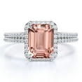 thumbnail image 1 of JeenMata 2 Carat Emerald cut created morganite and Moissanite Bridal Wedding Ring Set with Engagement Ring and Wedding Band in 18k Gold Over Silver, 1 of 6
